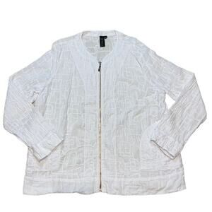 Focus Casual Life Womens Jacket Cotton Full Zip Lightweight White Large